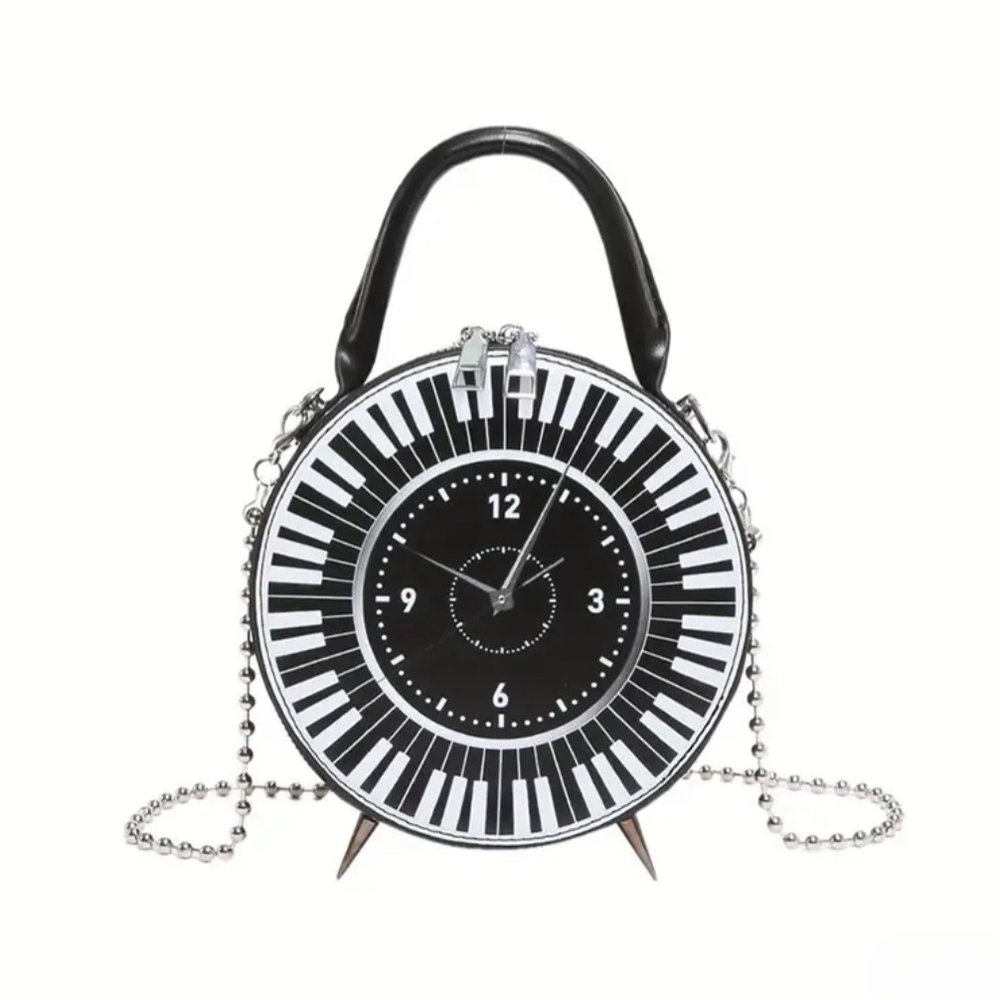 Piano Keyboard Clock Handbag